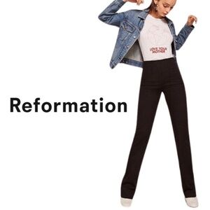 Reformation Black Cara Wide Leg Stretch Pant - Size 6